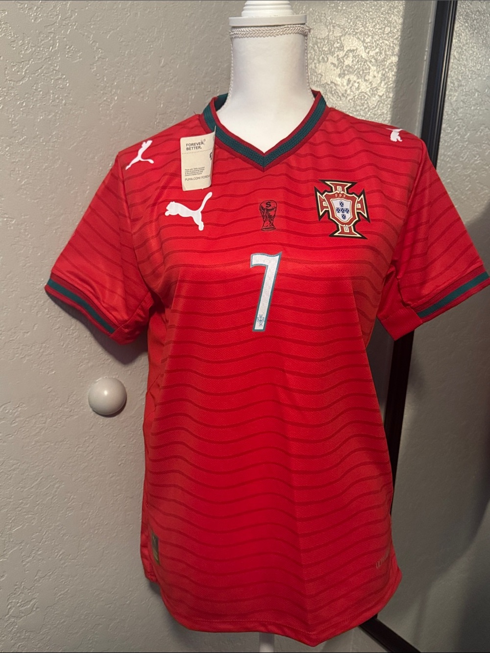 Unisex Puma Portugal’s Ronaldo #7 Red Soccer Jersey
